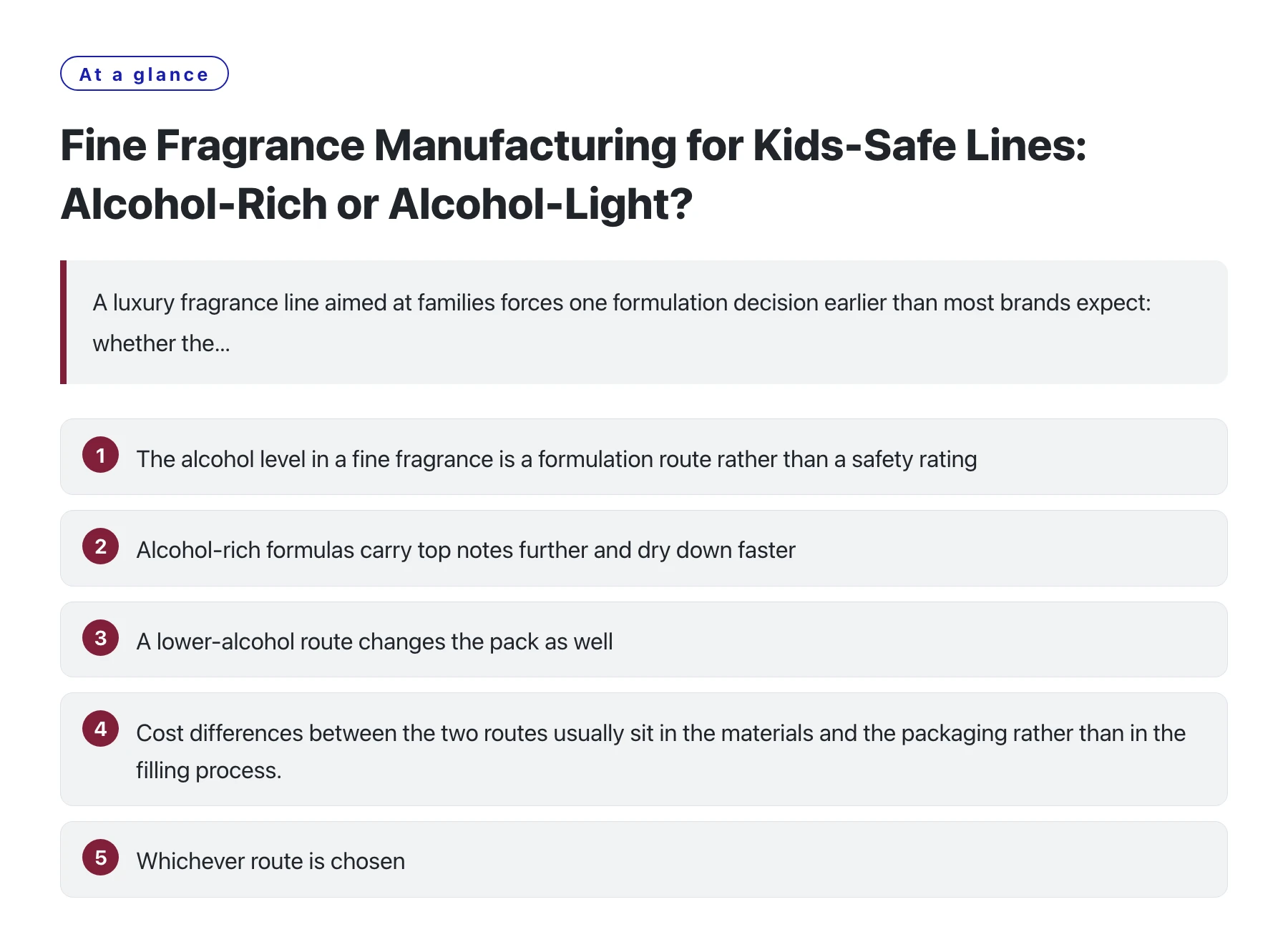 Fine Fragrance Manufacturing for Kids-Safe Lines: Alcohol-Rich or Alcohol-Light?——全文要点速览