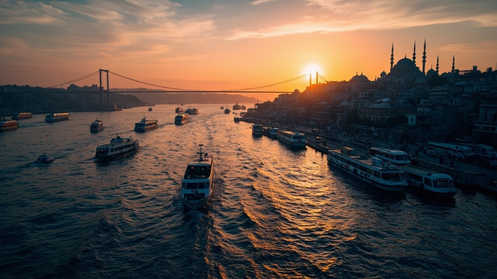 İstanbul Boğazı'nda gün batımında hareketli vapur trafiği, HaberLere saha muhabirlerinin kapsadığı 81 il ağının başkenti.